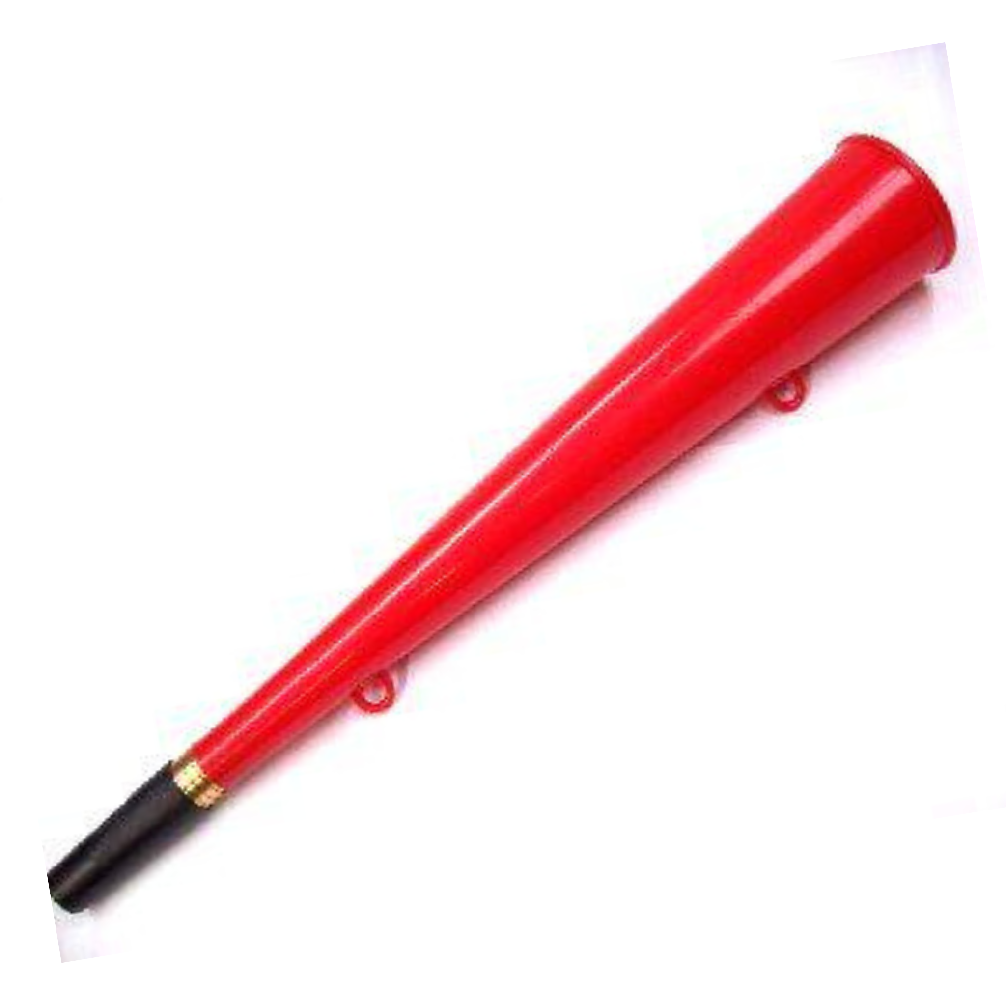 Bright orange plastic warning horn with a replaceable reed mouthpiece
