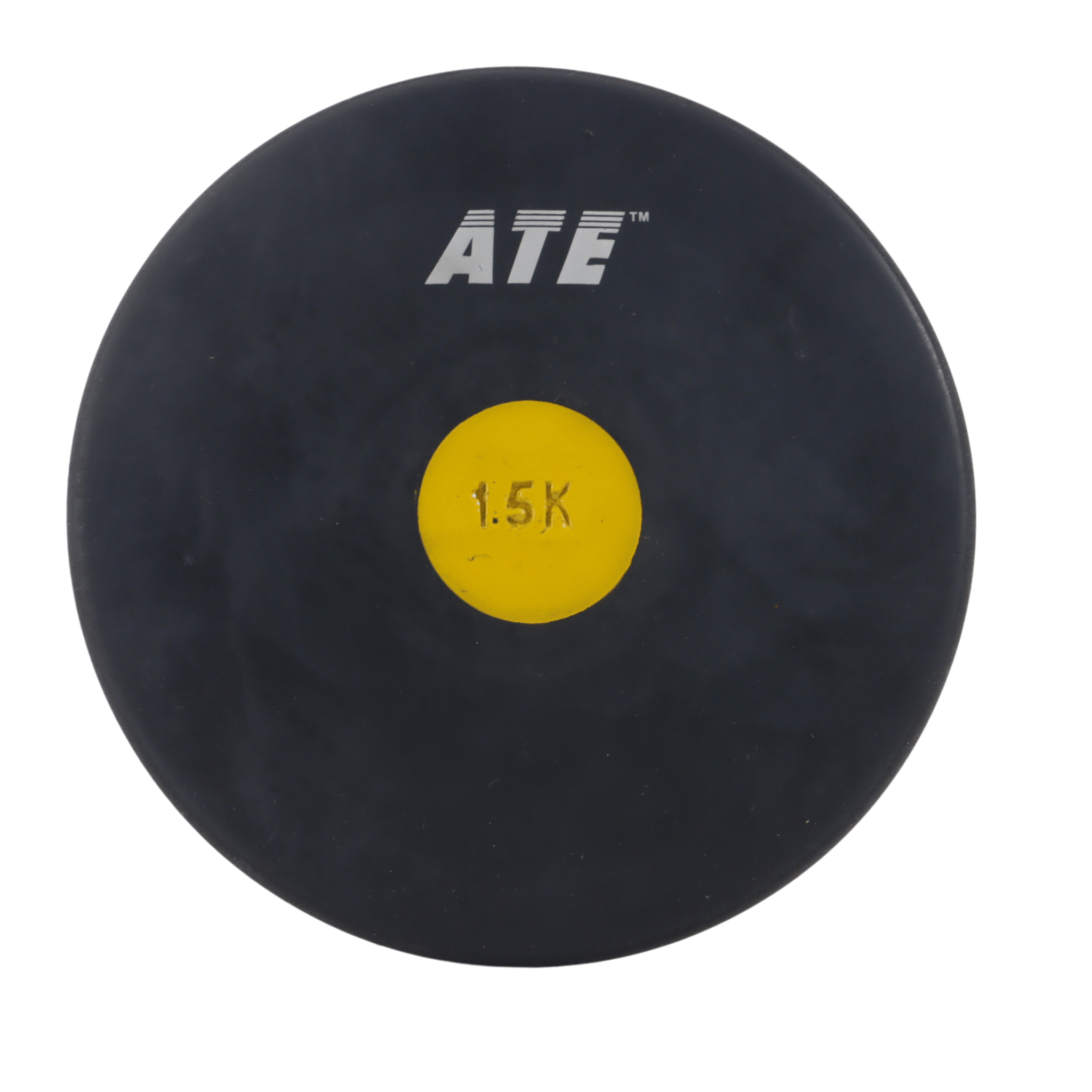 Rubber Discus | Solid black rubber with yellow centre 1.5kg | ATE brand